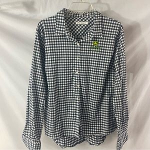 Peter Millar Navy Plaid Gingham Button Down Shirt John Deere
